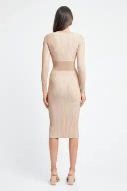 Kookai Sadie Crew Neck Belted Dress Natural Size 1 for rent on The Volte - image 3