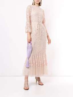 Needle & Thread sheer floral tie waist gown for rent on The Volte - image 1