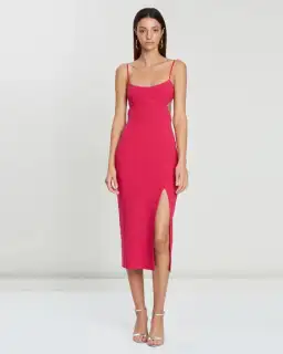 Bec and Bridge Amelie Panel Midi Dress Pink Size 8