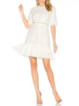 Zimmermann Caravan Embroidered Flip Mini Dress Ivory Size 2 / Au 12 for rent on The Volte - image 1
