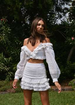 Mackenziemode Lavender Top And In The Clouds Skirt Set White Size 6 for rent on The Volte - image 1