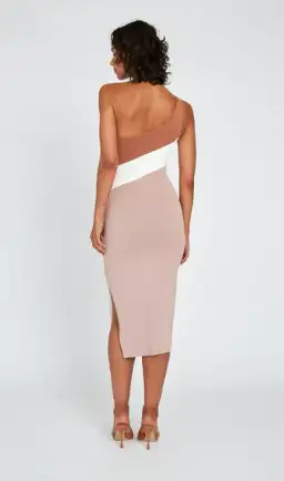 By Johnny Taupe Tone Knit Midi Dress Brown Size 6 for rent on The Volte - image 2