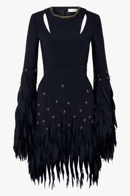 Sass & Bide Delicate Sparkle Silk Fringe Mini Dress Navy Blue Size 6