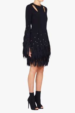 Sass & Bide Delicate Sparkle Silk Fringe Mini Dress Navy Blue Size 6
