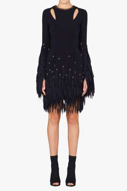 Sass & Bide Delicate Sparkle Silk Fringe Mini Dress Navy Blue Size 6