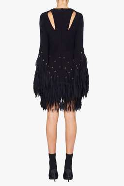 Sass & Bide Delicate Sparkle Silk Fringe Mini Dress Navy Blue Size 6