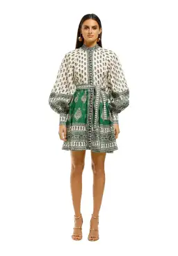 Zimmermann Amari Buttoned Dress Emerald Print Size 10 for rent on The Volte - image 1