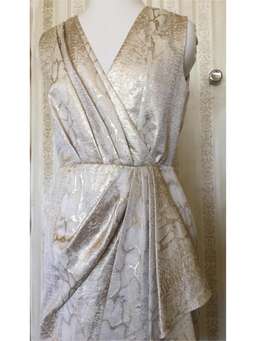 Thurley Reptile Print Pleated Dress Gold Size 12 for rent on The Volte - image 3