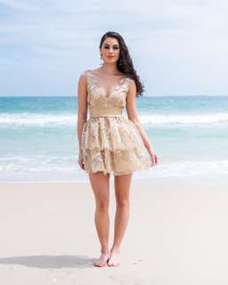 Reign The Label Goldie Tutu Mini Dress Gold Size AU 6 for rent on The Volte - image 1