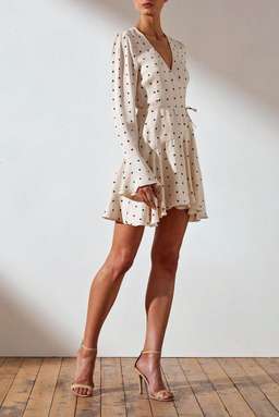 Shona Joy Odell Long Sleeve Frill Cuff Wrap Dress Polka Dot Size 8 for rent on The Volte - image 1