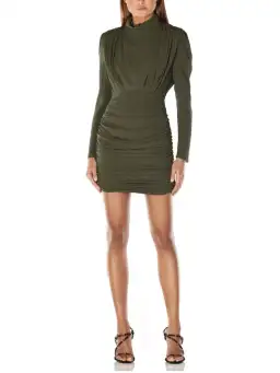 Misha Pearly Mini Dress Khaki Size 4  for rent on The Volte - image 1