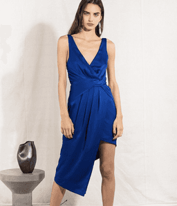 MISHA COLLECTION COBALT NYRELLA MIDI DRESS - SIZE 6 AU/2 US (RRP $290)