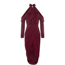 RODEO SHOW Genevieve Drape Dress - Wine for rent on The Volte - image 2