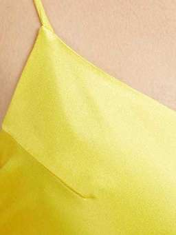 Rosario Draped Silk Slip Dress Yellow Size 6