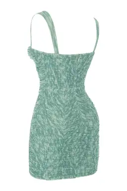 House of CB Cate Ivy Print Ruched Mesh Mini Dress Green Size M / Au 10 for rent on The Volte - image 6