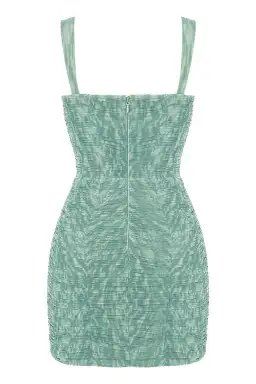 House of CB Cate Ivy Print Ruched Mesh Mini Dress Green Size M / Au 10 for rent on The Volte - image 7