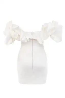 House of CB Selena Ivory Satin Ruffle Strapless Mini Dress White Size M / Au 10 for rent on The Volte - image 6