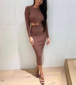 KOOKAI - Lola Long Sleeve Midi - Brown for rent on The Volte - image 2