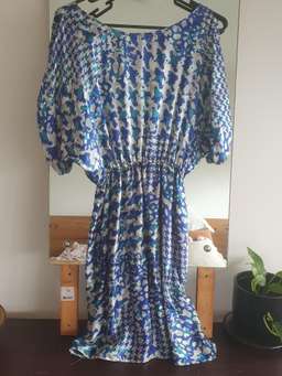 Mademoiselle st barths silk blue cocktail dress for rent on The Volte - image 1