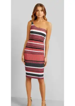 Kookai Diesel One Shoulder Midi Dress Print Size 10