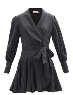 Zimmermann Belted Silk Wrap Dress Black Size 8 