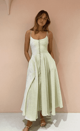 PISTACHIO STRIPE SUN DRESS