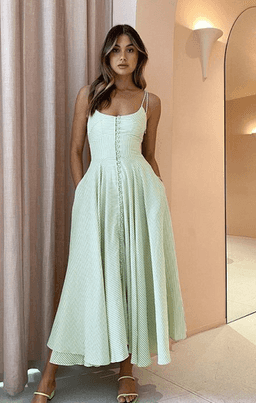 PISTACHIO STRIPE SUN DRESS