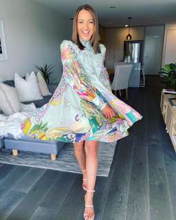 Zimmermann Concert Tie Neck Mini Dress Mint Collage Size 0 / AU 8 for rent on The Volte - image 2