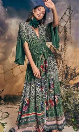 Camilla ‘Tales of Time’ long dress w smocked waist size L