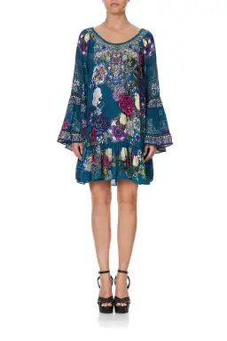 Camilla Lunar Gazing A Line Frill Mini Dress Size L / AU 14