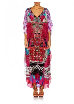 Camilla Long V Neck Kaftan Discotheque Print Size 16