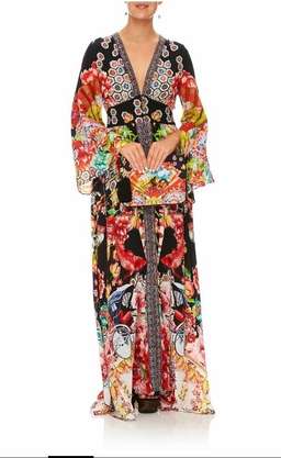 Camilla 'Painted Land' Kimono Sleeve elastic waist dress Size 12
