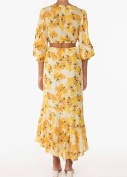 Peony Citrus Hi Neck Cut Out Dress Print Size 10 for rent on The Volte - image 5