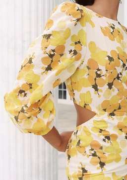 Peony Citrus Hi Neck Cut Out Dress Print Size 10 for rent on The Volte - image 2