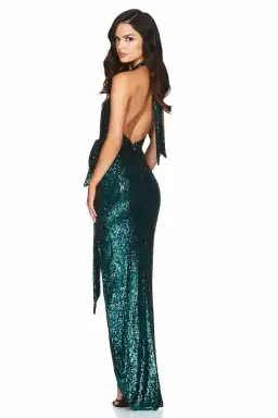Nookie Selena Halter Gown in Emerald Green Size 10 for rent on The Volte - image 2