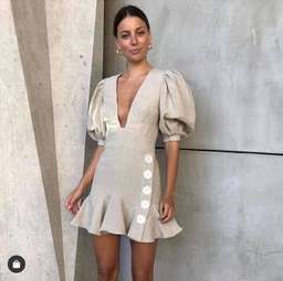 Joslin Studio Sophia Linen Canvas Dress Flax Grey Size 6  for rent on The Volte - image 4