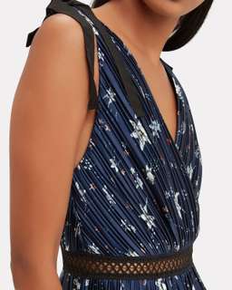 Self Portrait Star Satin Printed Midi Dress