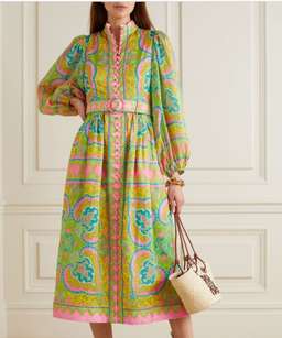 Zimmermann Estelle Buttoned Midi Dress Print Size 12