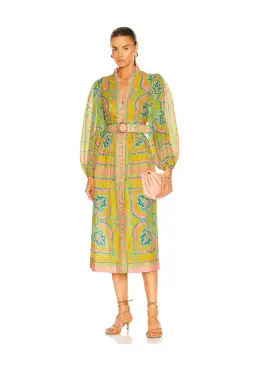 Zimmermann Estelle Buttoned Midi Dress Print Size 12