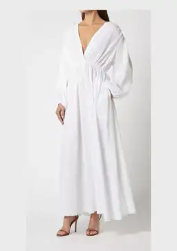 Scanlan Theodore Italian Linen Low Back Dress White Size 8 for rent on The Volte - image 1