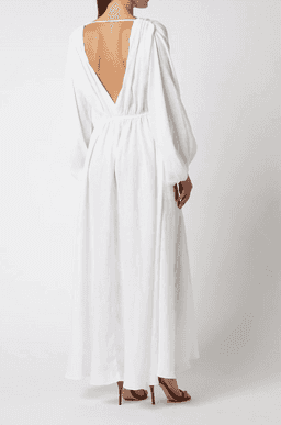 Scanlan Theodore Italian Linen Low Back Dress White Size 8 for rent on The Volte - image 3
