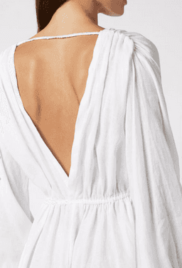 Scanlan Theodore Italian Linen Low Back Dress White Size 8 for rent on The Volte - image 4