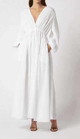 Scanlan Theodore Italian Linen Low Back Dress White Size 8 for rent on The Volte - image 2