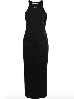 Off White Logo Fitted Midi Dress Black Size 8
