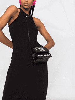 Off White Logo Fitted Midi Dress Black Size 8