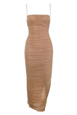 House of CB Fornarina Tan Organza Mesh Maxi Dress Nude Size 12 for rent on The Volte - image 4