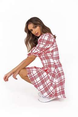 Dissh Emme Pink Check Mini Dress Print Size 8 for rent on The Volte - image 2