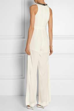 Sass and Bide Embellished Twill and Crepe Jumpsuit White Size 6
