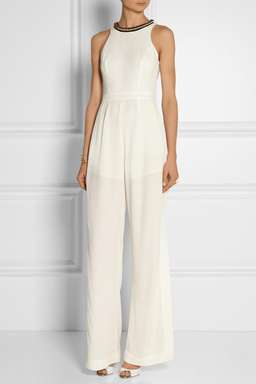Sass and Bide Embellished Twill and Crepe Jumpsuit White Size 6
