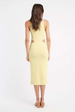 Kookai  Malone Cut Out Midi Dress Yellow Size 12